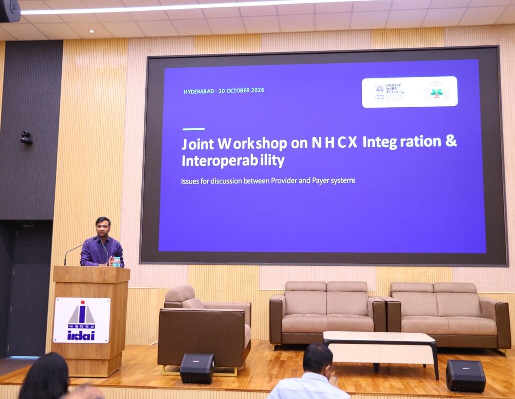 Workshop on NHCX Integration and Interoperability 2026 held in Hyderabad.